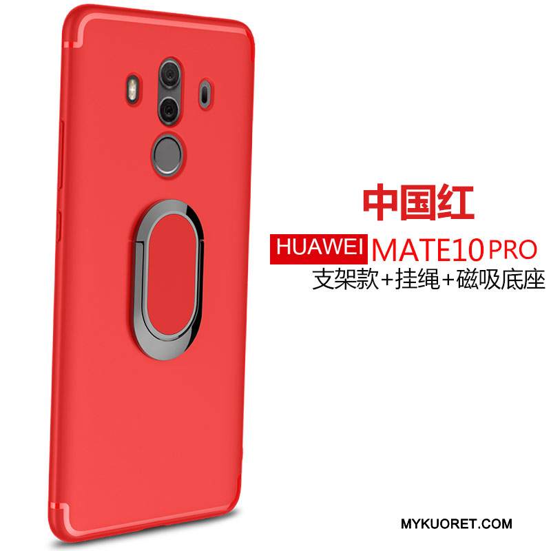 Kuori Huawei Mate 10 Pro Silikoni Rengas Punainen, Kotelo Huawei Mate 10 Pro Pehmeä Neste Pesty Suede Puhelimen Kuoret
