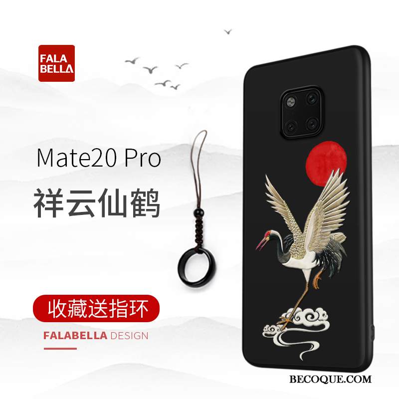 Kuori Huawei Mate 20 Pro Laukut Kiinalainen Tyyli Trendi, Kotelo Huawei Mate 20 Pro Vuosikerta Musta Puhelimen Kuoret