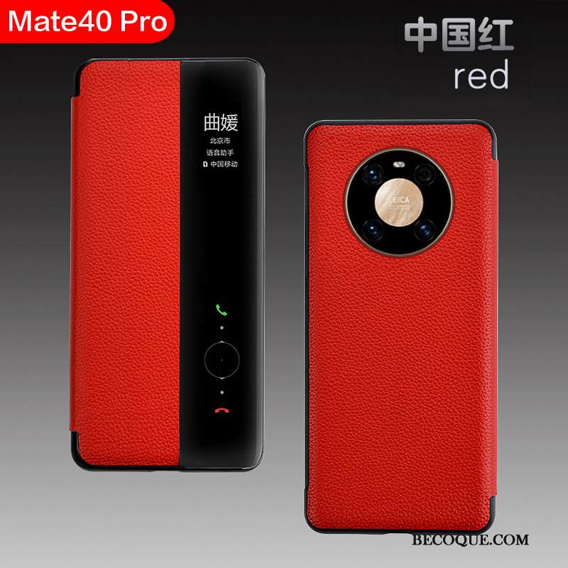 Kuori Huawei Mate 40 Pro Nahka Murtumaton Punainen, Kotelo Huawei Mate 40 Pro Suojaus Ylellisyys Liiketoiminta