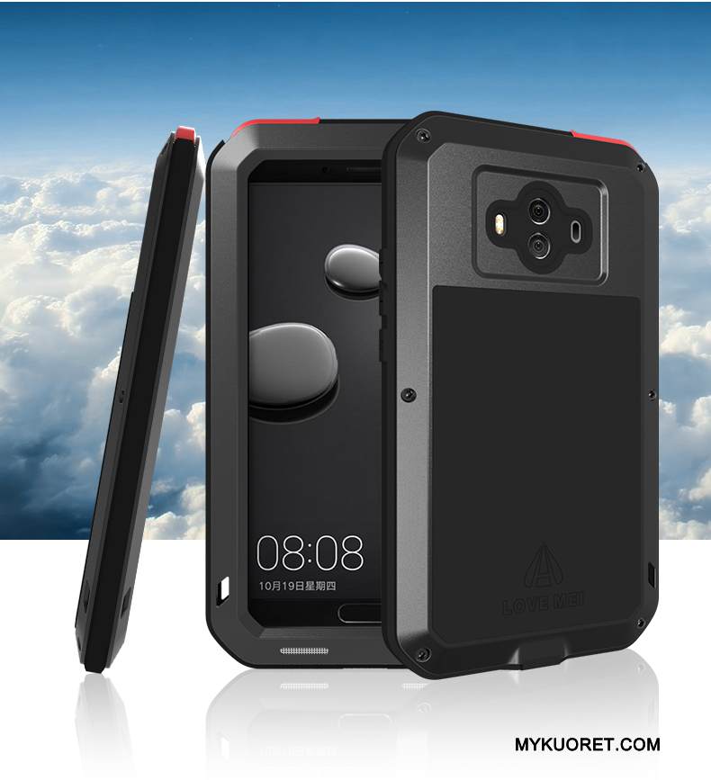 Kuori Huawei Mate 8 Silikoni Puhelimen Kuoret Murtumaton, Kotelo Huawei Mate 8 Metalli Musta Kolme Puolustusta