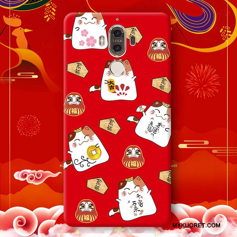 Kuori Huawei Mate 9 Pro Silikoni Punainen Puhelimen Kuoret, Kotelo Huawei Mate 9 Pro Laukut Rikkaus Kissa
