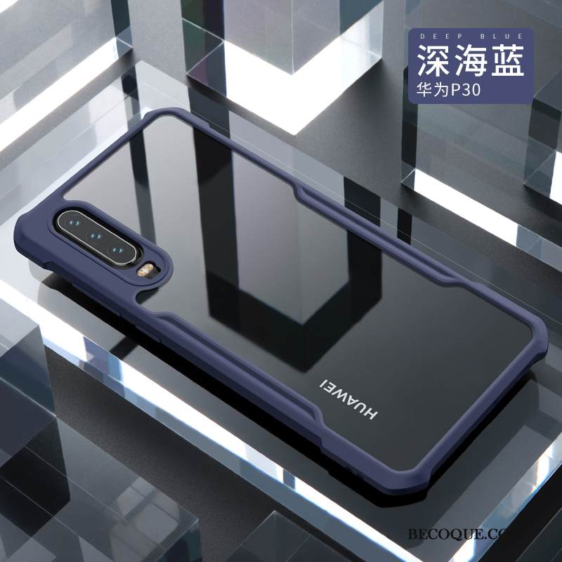 Kuori Huawei P30 Laukut Läpinäkyvä Puhelimen Kuoret, Kotelo Huawei P30 Suojaus Suupaltti Sininen