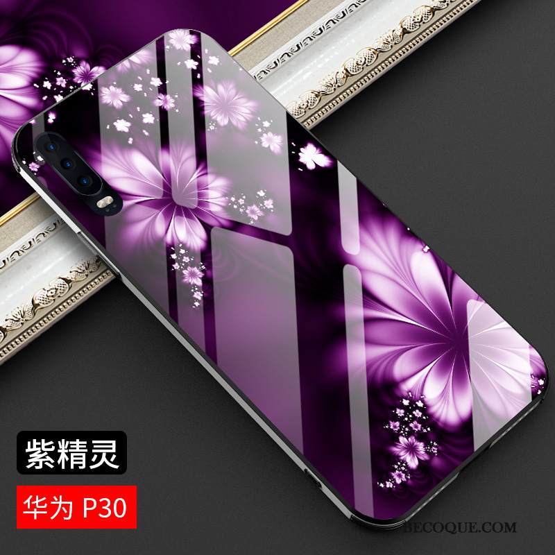Kuori Huawei P30 Tila Lasi Ultra, Kotelo Huawei P30 Laukut Violetti Puhelimen Kuoret