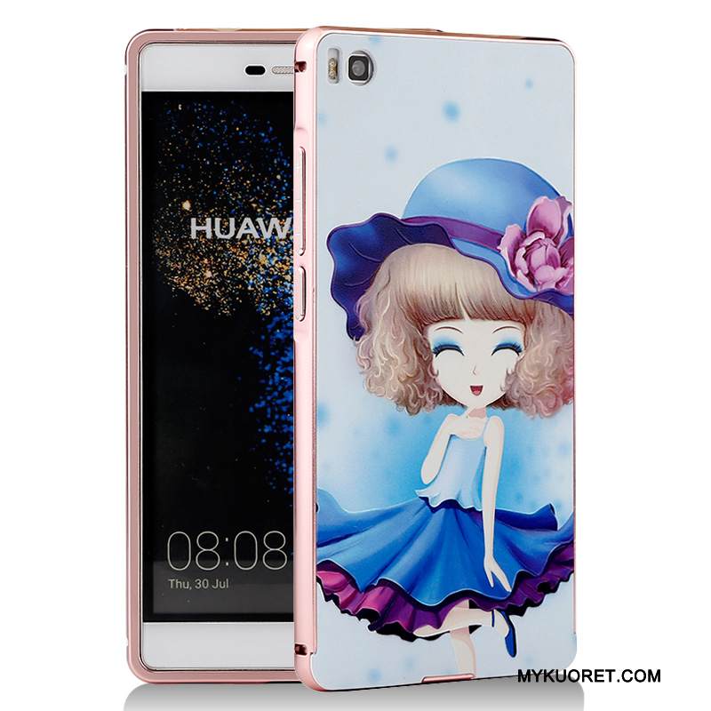 Kuori Huawei P8 Suojaus Kehys Sininen, Kotelo Huawei P8 Sarjakuva Puhelimen Kuoret