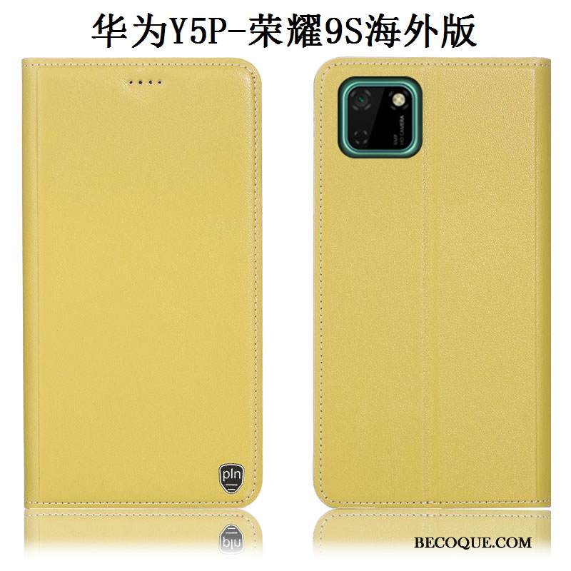 Kuori Huawei Y5p Nahka Kukkakuvio Keltainen, Kotelo Huawei Y5p Suojaus Murtumaton Puhelimen Kuoret