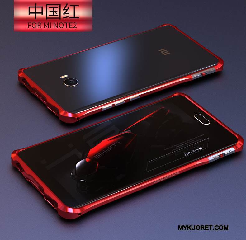 Kuori Mi Note 2 Metalli Punainen Puhelimen Kuoret, Kotelo Mi Note 2 Suojaus Pieni Kehys