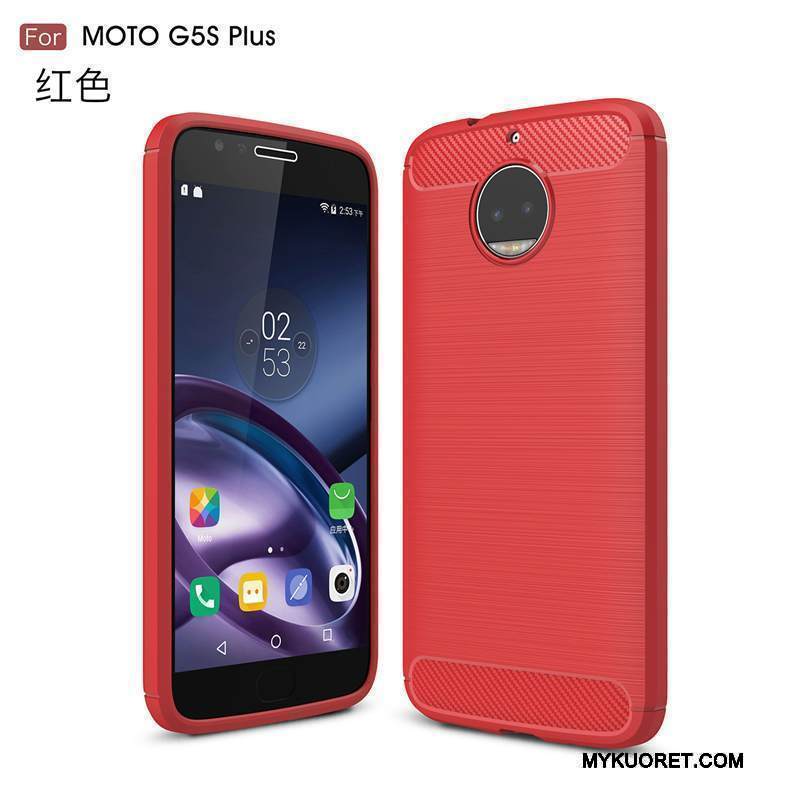Kuori Moto G5 Plus Suojaus Johdin Murtumaton, Kotelo Moto G5 Plus Puhelimen Kuoret Punainen