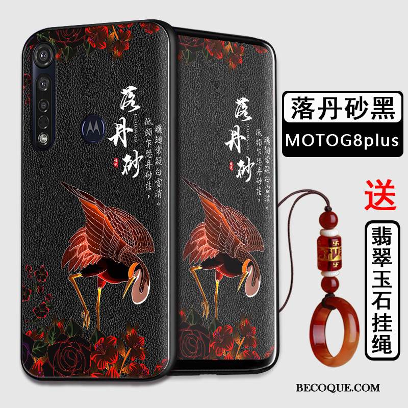 Kuori Moto G8 Plus Laukut Kiinalainen Tyyli Murtumaton, Kotelo Moto G8 Plus Silikoni Puhelimen Kuoret Musta