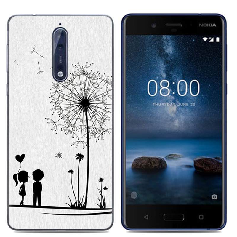Kuori Nokia 8 Luova Valkoinen Persoonallisuus, Kotelo Nokia 8 Sarjakuva Puhelimen Kuoret