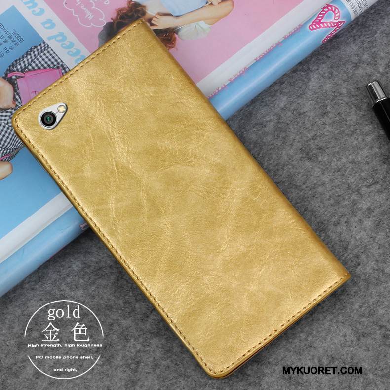 Kuori Redmi Note 5a Nahka Punainen Puhelimen Kuoret, Kotelo Redmi Note 5a Laukut Murtumaton Kulta