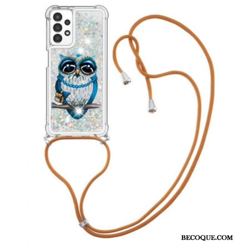Kuori Samsung Galaxy A13 Kiristysnyörillä Paljetti Kiristysnyöri Miss Owl