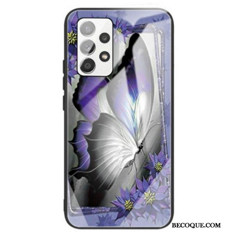 Kuori Samsung Galaxy A13 Purple Butterfly Karkaistu Lasi