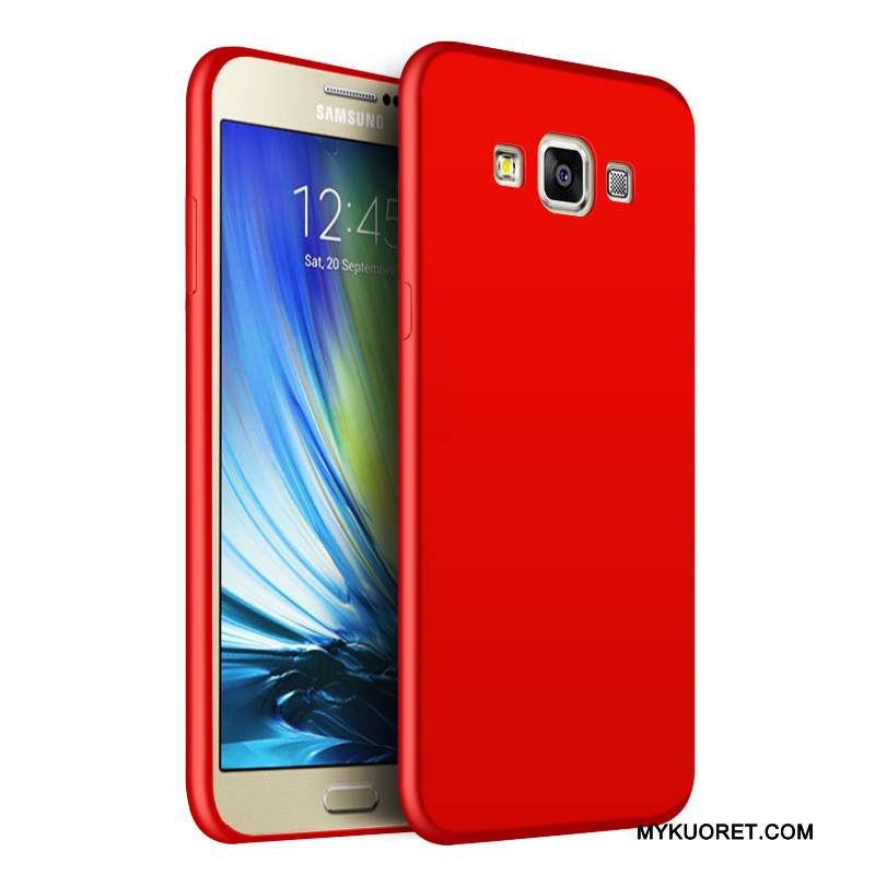 Kuori Samsung Galaxy A3 2015 Silikoni Puhelimen Kuoret Punainen, Kotelo Samsung Galaxy A3 2015 Suojaus Pesty Suede Murtumaton
