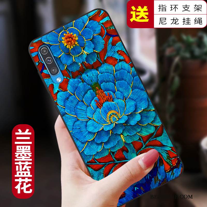 Kuori Samsung Galaxy A50 Luova Murtumaton Sininen, Kotelo Samsung Galaxy A50 Pehmeä Neste Kiinalainen Tyyli Uusi