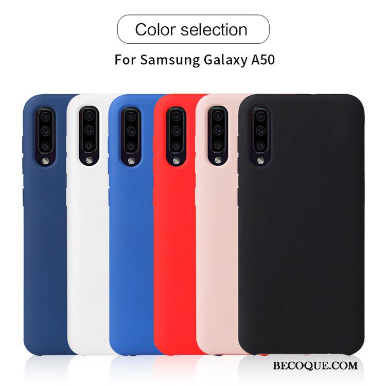 Kuori Samsung Galaxy A50 Silikoni Kiinteä Väri Musta, Kotelo Samsung Galaxy A50 Suojaus Uusi Puhelimen Kuoret