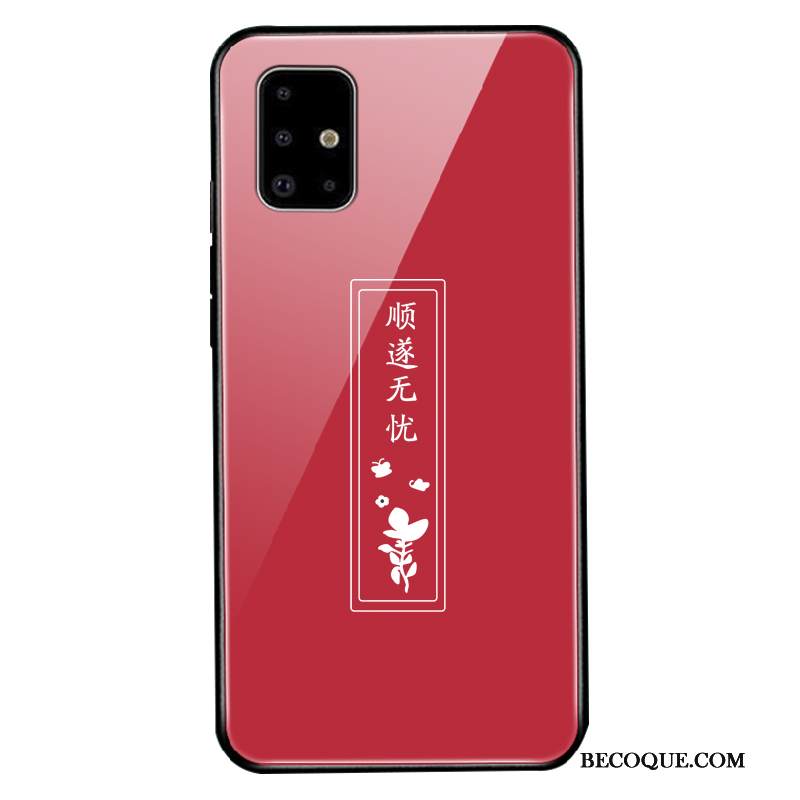 Kuori Samsung Galaxy A51 Suojaus Lasi Kiinalainen Tyyli, Kotelo Samsung Galaxy A51 Luova Murtumaton Punainen