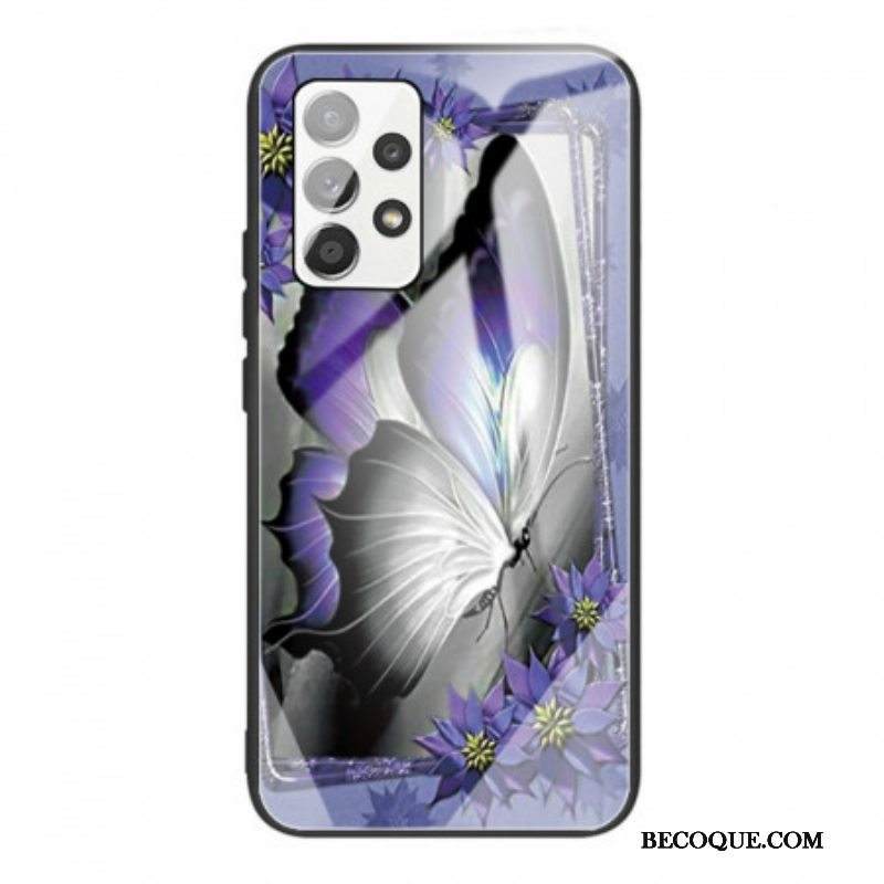 Kuori Samsung Galaxy A53 5G Purple Butterfly Karkaistu Lasi