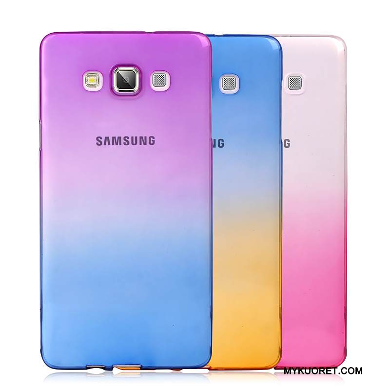 Kuori Samsung Galaxy A7 2015 Silikoni Viileä Läpinäkyvä, Kotelo Samsung Galaxy A7 2015 Pehmeä Neste Kaltevuus Puhelimen Kuoret