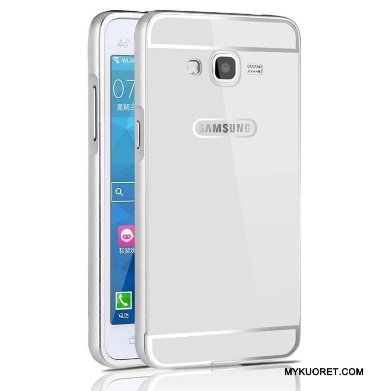 Kuori Samsung Galaxy J3 2015 Metalli Murtumaton Hopea, Kotelo Samsung Galaxy J3 2015 Suojaus Kova Puhelimen Kuoret