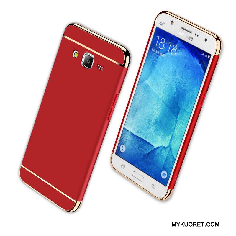 Kuori Samsung Galaxy J7 2015 Laukut Puhelimen Kuoret Pesty Suede, Kotelo Samsung Galaxy J7 2015 Suojaus Punainen Murtumaton