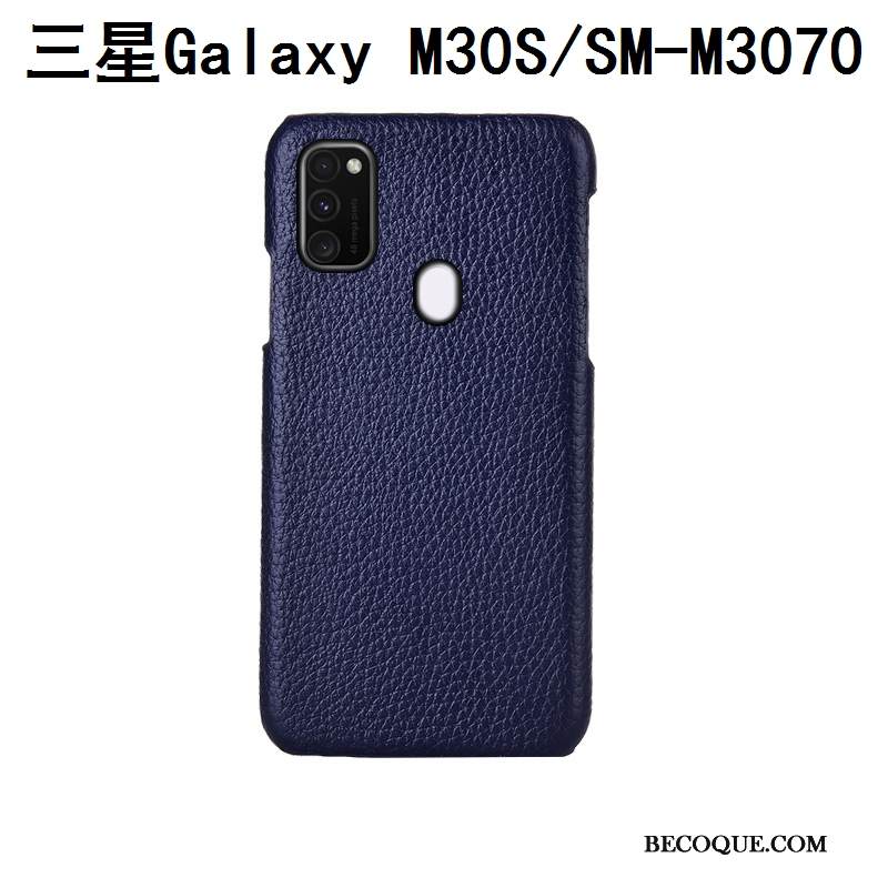 Kuori Samsung Galaxy M30s Nahka Murtumaton Sininen, Kotelo Samsung Galaxy M30s Tila Takakansi Muokata