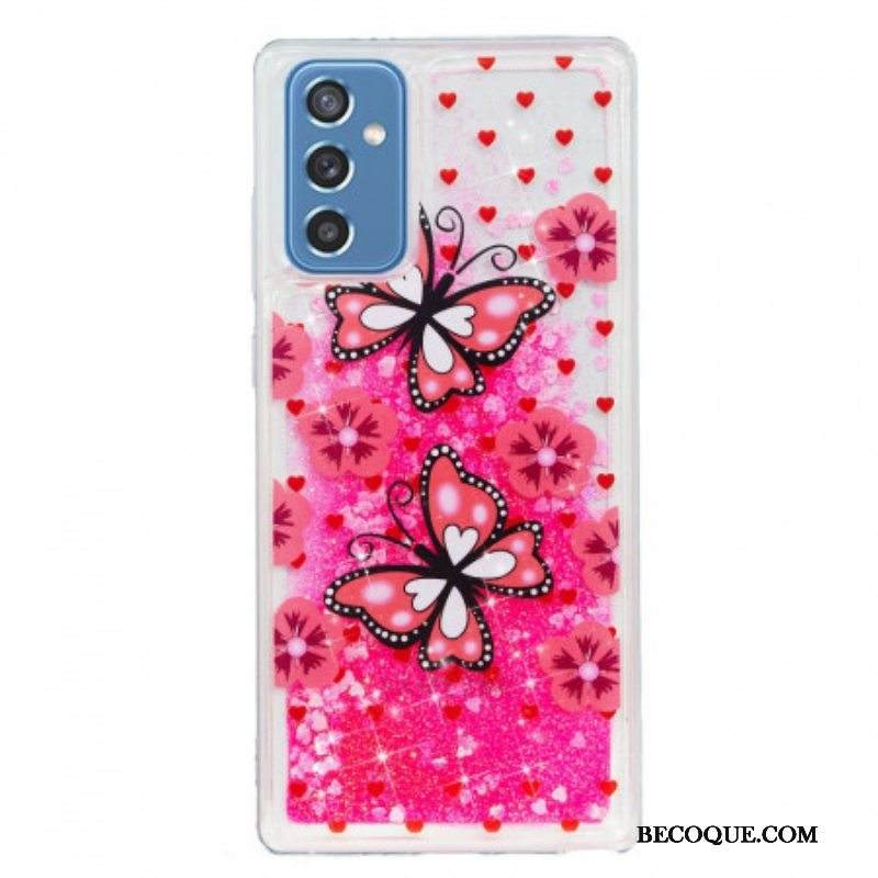 Kuori Samsung Galaxy M52 5G Vaaleanpunaiset Perhoset