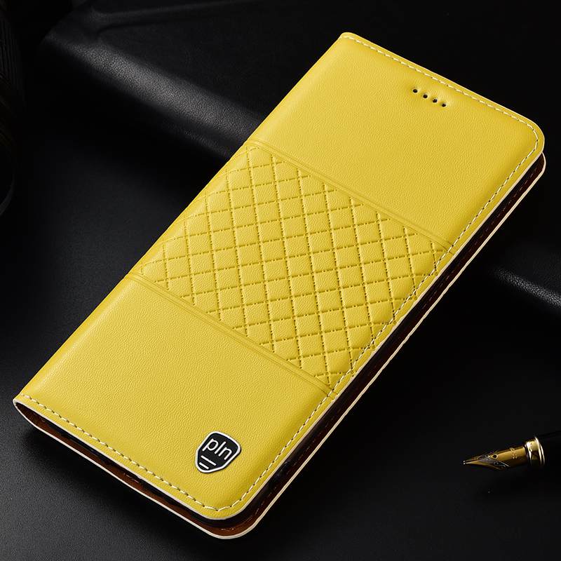 Kuori Samsung Galaxy Note 10+ Nahka Keltainen Puhelimen Kuoret, Kotelo Samsung Galaxy Note 10+ Laukut Murtumaton