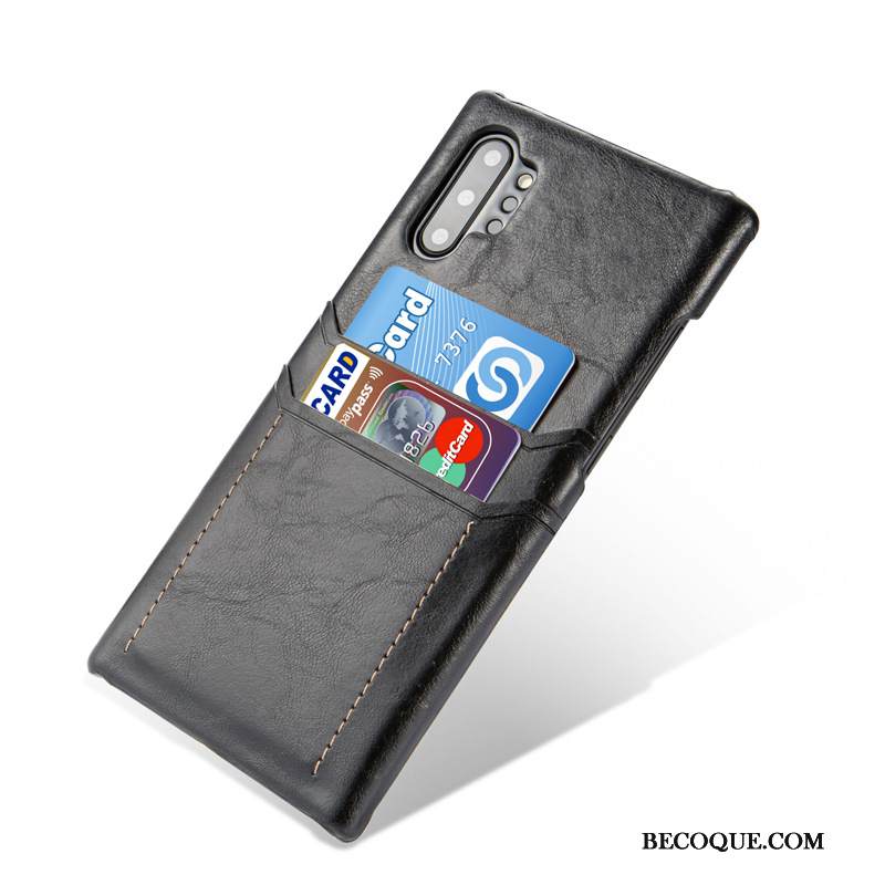 Kuori Samsung Galaxy Note 10+ Nahka Puhelimen Kuoret Musta, Kotelo Samsung Galaxy Note 10+ Suojaus