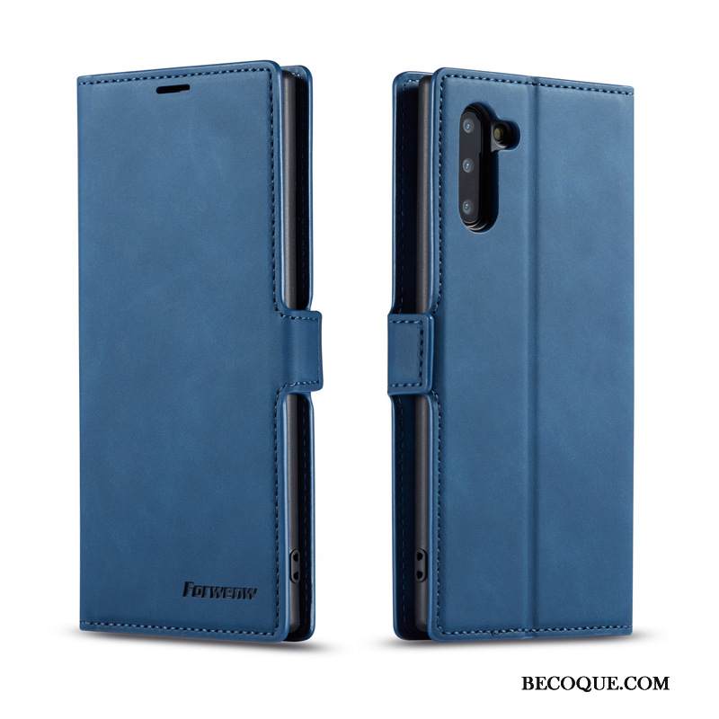Kuori Samsung Galaxy Note 10 Nahka Puhelimen Kuoret Sininen, Kotelo Samsung Galaxy Note 10 Kuoret Kortti