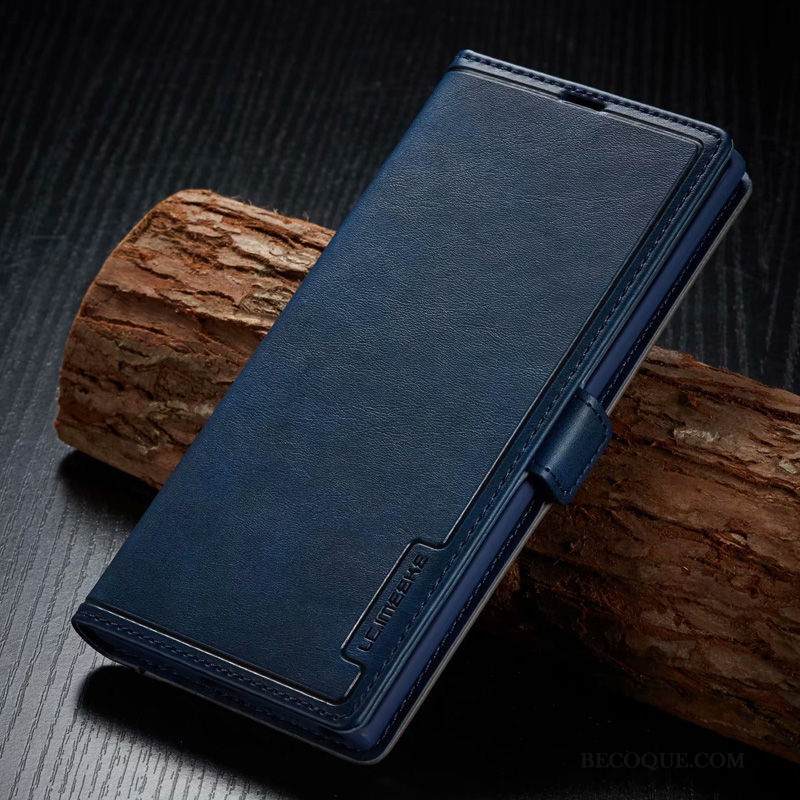 Kuori Samsung Galaxy Note 10 Nahka Sininen Trendi, Kotelo Samsung Galaxy Note 10 Kuoret Puhelimen Kuoret Liiketoiminta
