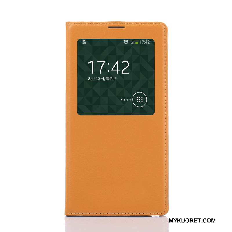 Kuori Samsung Galaxy Note 3 Suojaus Keltainen Oranssi, Kotelo Samsung Galaxy Note 3 Nahka Puhelimen Kuoret