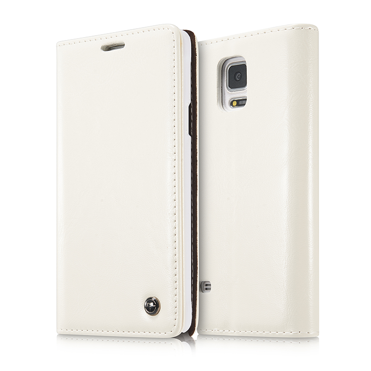 Kuori Samsung Galaxy Note 4 Nahka Liiketoiminta Valkoinen, Kotelo Samsung Galaxy Note 4 Vuosikerta Lehmä Kortti