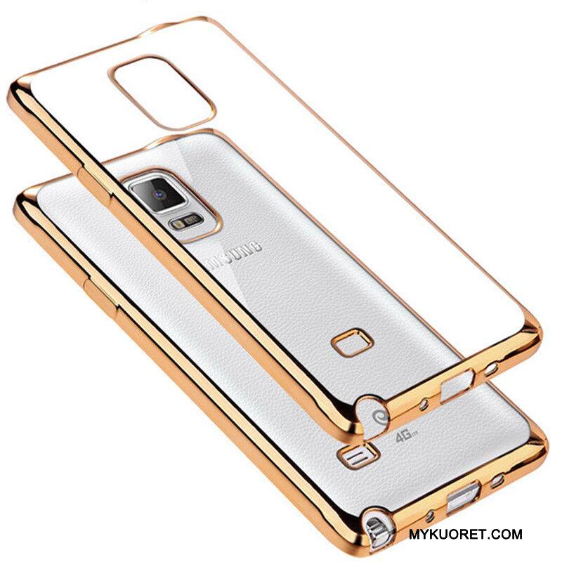 Kuori Samsung Galaxy Note 4 Silikoni Pinnoitus Kulta, Kotelo Samsung Galaxy Note 4 Pehmeä Neste Läpinäkyvä Murtumaton