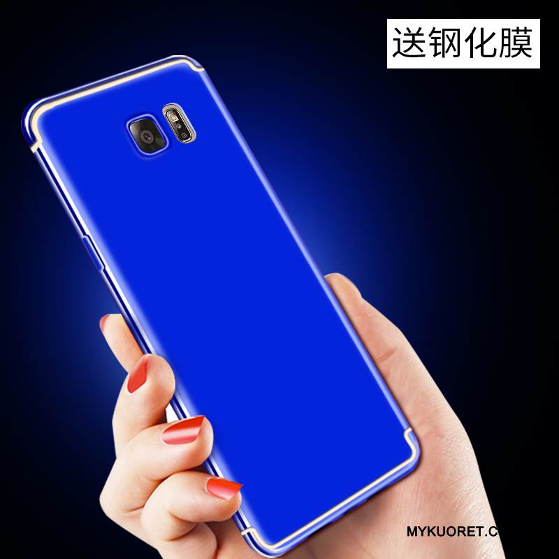 Kuori Samsung Galaxy Note 5 Laukut Puhelimen Kuoret Takakansi, Kotelo Samsung Galaxy Note 5 Silikoni Pesty Suede Sininen