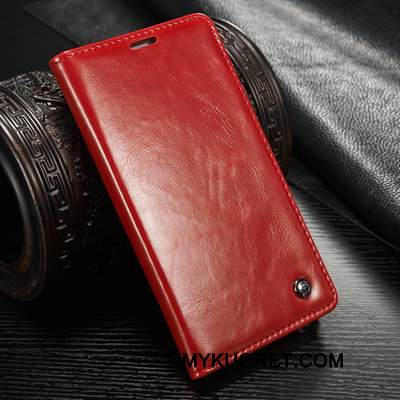 Kuori Samsung Galaxy Note 5 Nahka Kortti Punainen, Kotelo Samsung Galaxy Note 5 Suojaus