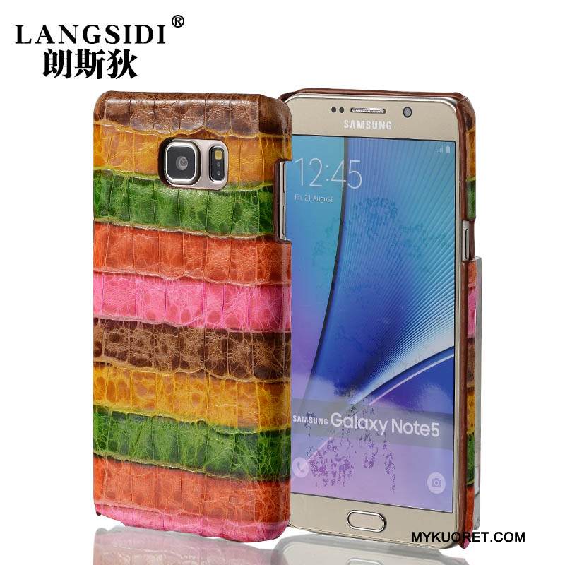 Kuori Samsung Galaxy Note 5 Nahka Puhelimen Kuoret Takakansi, Kotelo Samsung Galaxy Note 5 Suojaus