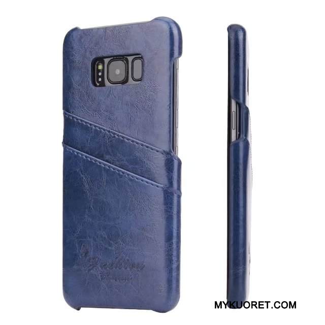 Kuori Samsung Galaxy Note 8 Nahka Takakansi Puhelimen Kuoret, Kotelo Samsung Galaxy Note 8 Suojaus Kortti Sininen