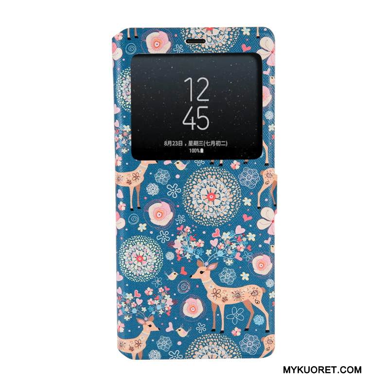 Kuori Samsung Galaxy Note 8 Pehmeä Neste Trendi Puhelimen Kuoret, Kotelo Samsung Galaxy Note 8 Sarjakuva Avaa Ikkuna Sininen
