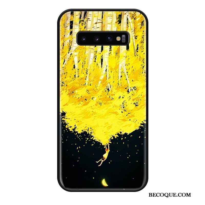 Kuori Samsung Galaxy S10 Kohokuviointi Puhelimen Kuoret Persoonallisuus, Kotelo Samsung Galaxy S10 Laukut Murtumaton Keltainen