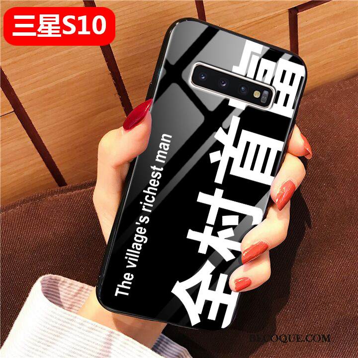 Kuori Samsung Galaxy S10 Silikoni Rakastunut Musta, Kotelo Samsung Galaxy S10 Suojaus Net Red Lasi