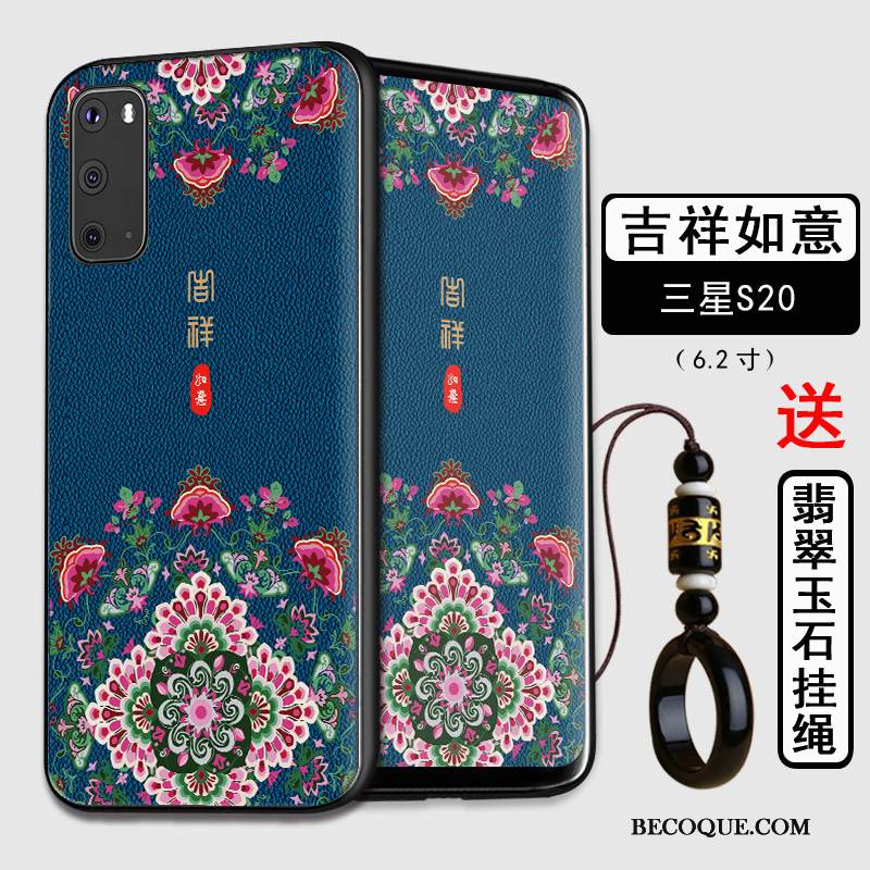 Kuori Samsung Galaxy S20 Silikoni Murtumaton Kiinalainen Tyyli, Kotelo Samsung Galaxy S20 Pehmeä Neste Pesty Suede Sininen