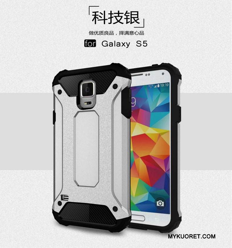 Kuori Samsung Galaxy S5 Suojaus Suupaltti Murtumaton, Kotelo Samsung Galaxy S5 Silikoni Hopea Puhelimen Kuoret