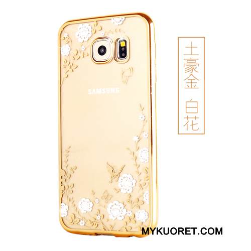 Kuori Samsung Galaxy S6 Pehmeä Neste Rengas Puhelimen Kuoret, Kotelo Samsung Galaxy S6 Suojaus Kulta Niitti