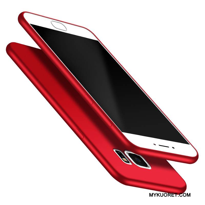 Kuori Samsung Galaxy S6 Silikoni Persoonallisuus Puhelimen Kuoret, Kotelo Samsung Galaxy S6 Laukut Pesty Suede Punainen
