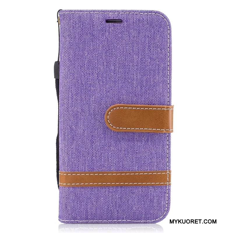 Kuori Samsung Galaxy S7 Edge Suojaus Violetti Denimi, Kotelo Samsung Galaxy S7 Edge Salkku
