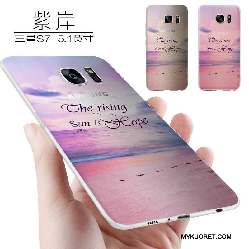 Kuori Samsung Galaxy S7 Luova Persoonallisuus Pesty Suede, Kotelo Samsung Galaxy S7 Silikoni Violetti Trendi