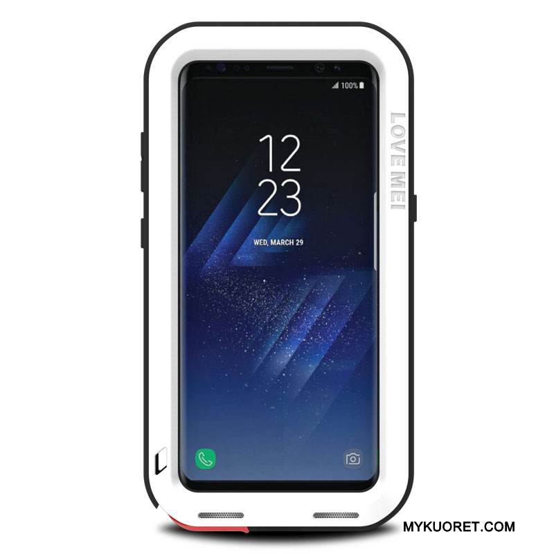 Kuori Samsung Galaxy S8+ Laukut Kolme Puolustusta Valkoinen, Kotelo Samsung Galaxy S8+ Metalli Murtumaton