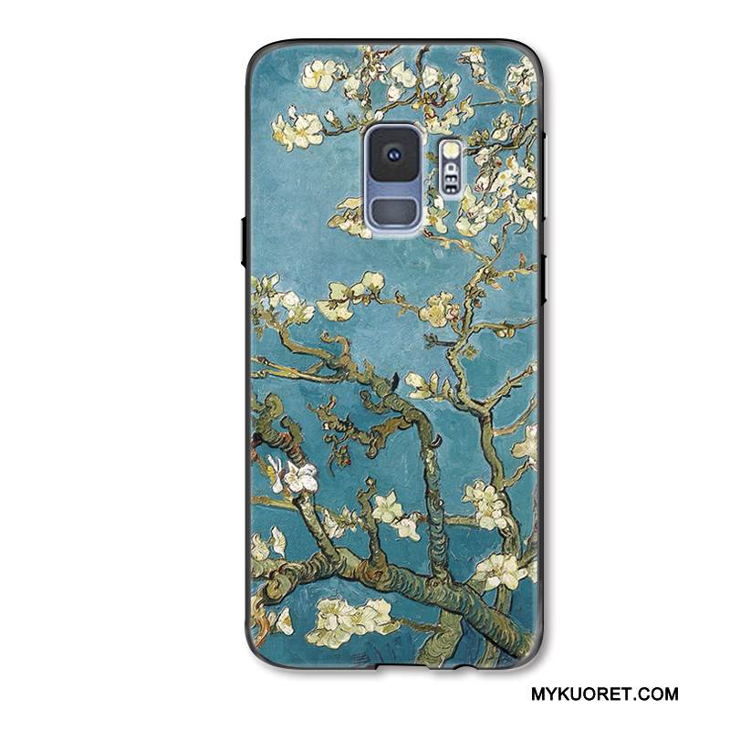 Kuori Samsung Galaxy S9+ Luova Öljyvärimaalaus Kukka, Kotelo Samsung Galaxy S9+ Suojaus Valkoinen Puhelimen Kuoret