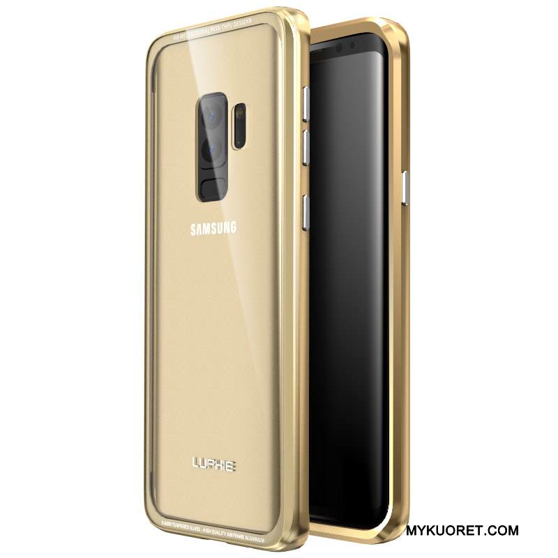 Kuori Samsung Galaxy S9+ Metalli Takakansi Puhelimen Kuoret, Kotelo Samsung Galaxy S9+ Laukut Kulta Lasi