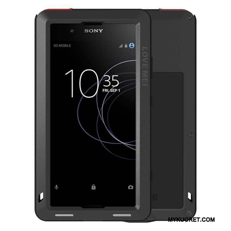 Kuori Sony Xperia Xa1 Plus Laukut Kolme Puolustusta Murtumaton, Kotelo Sony Xperia Xa1 Plus Metalli Puhelimen Kuoret Musta
